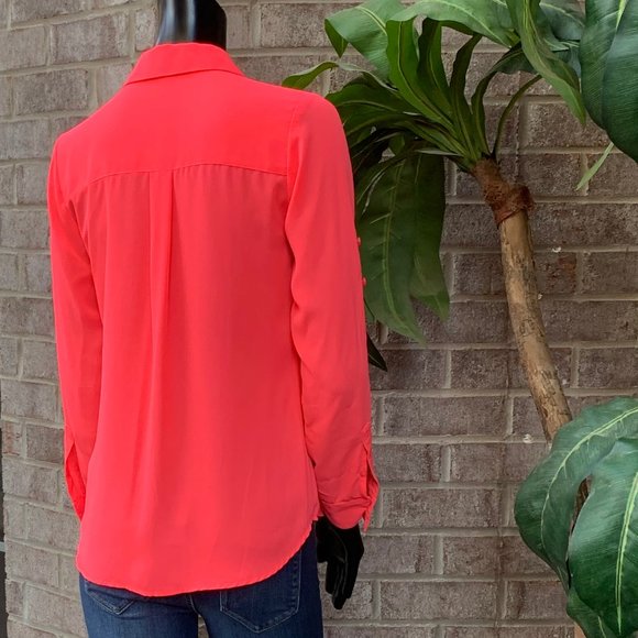 Express Portofino Button Down Chiffon Blouse - Picture 7 of 14